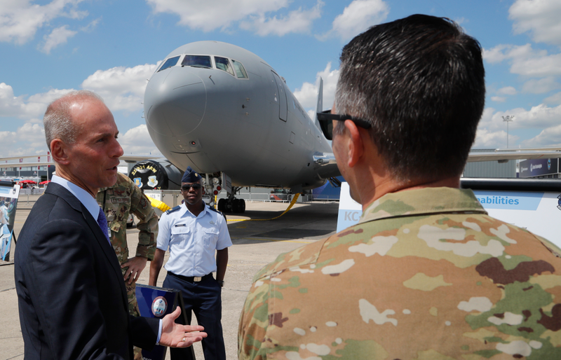 The KC-46 Pegasus tanker on the ground at the Paris Air Show, 2019.